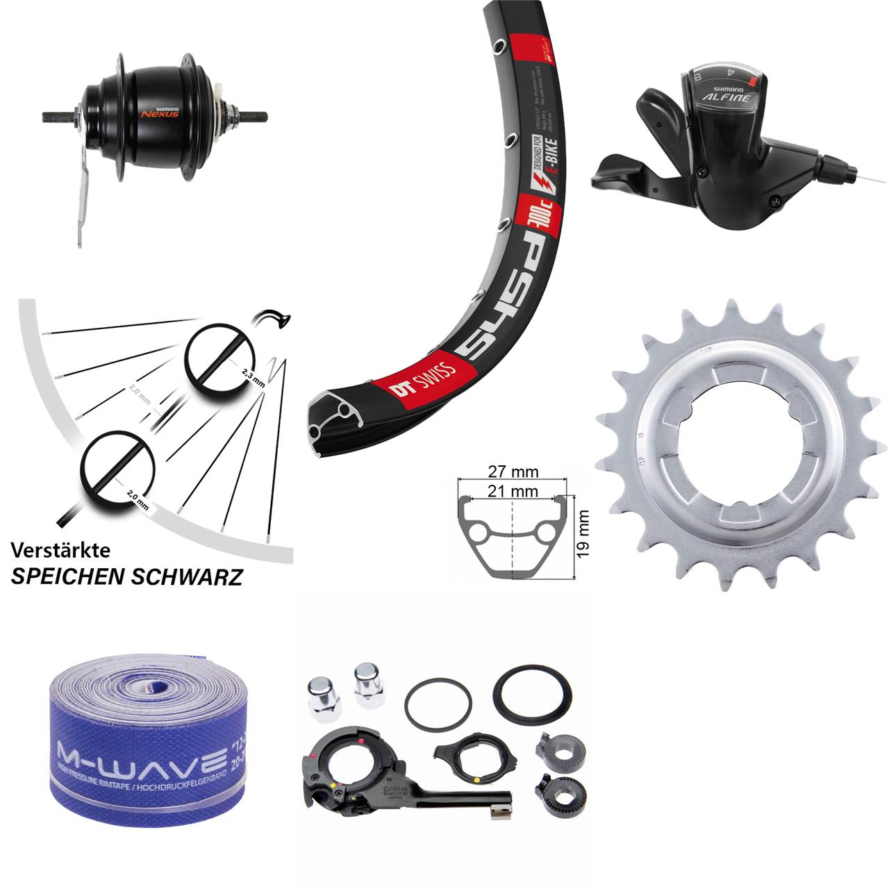 26 Zoll Hinterrad Shimano Nexus 8-Gang mit Rücktrittbremse DT Swiss 545 schwarz