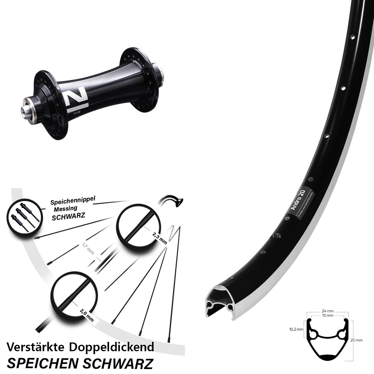 Vorderrad für Schnellspanner 28 Zoll Ryde Andra 20 Novatec A141 SB
