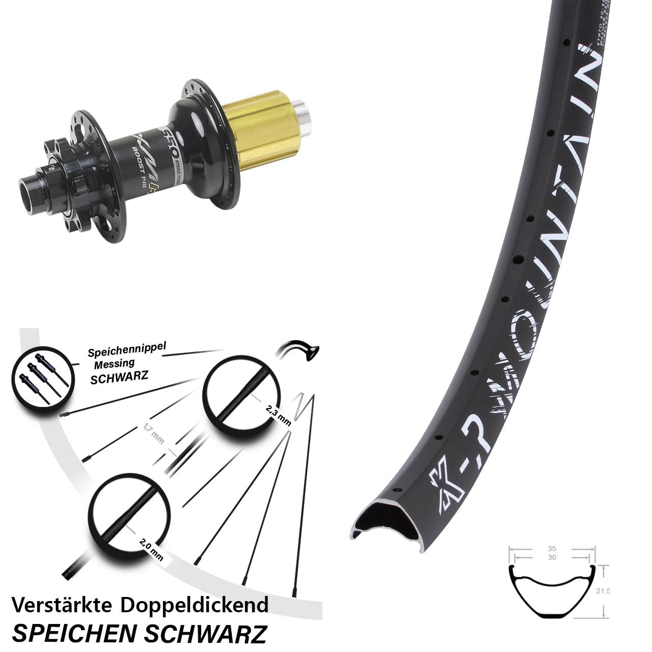 Disc Laufrad 12x148 27,5 Zoll KX-R Mountain Miche XMH 550 8-11 fach HG