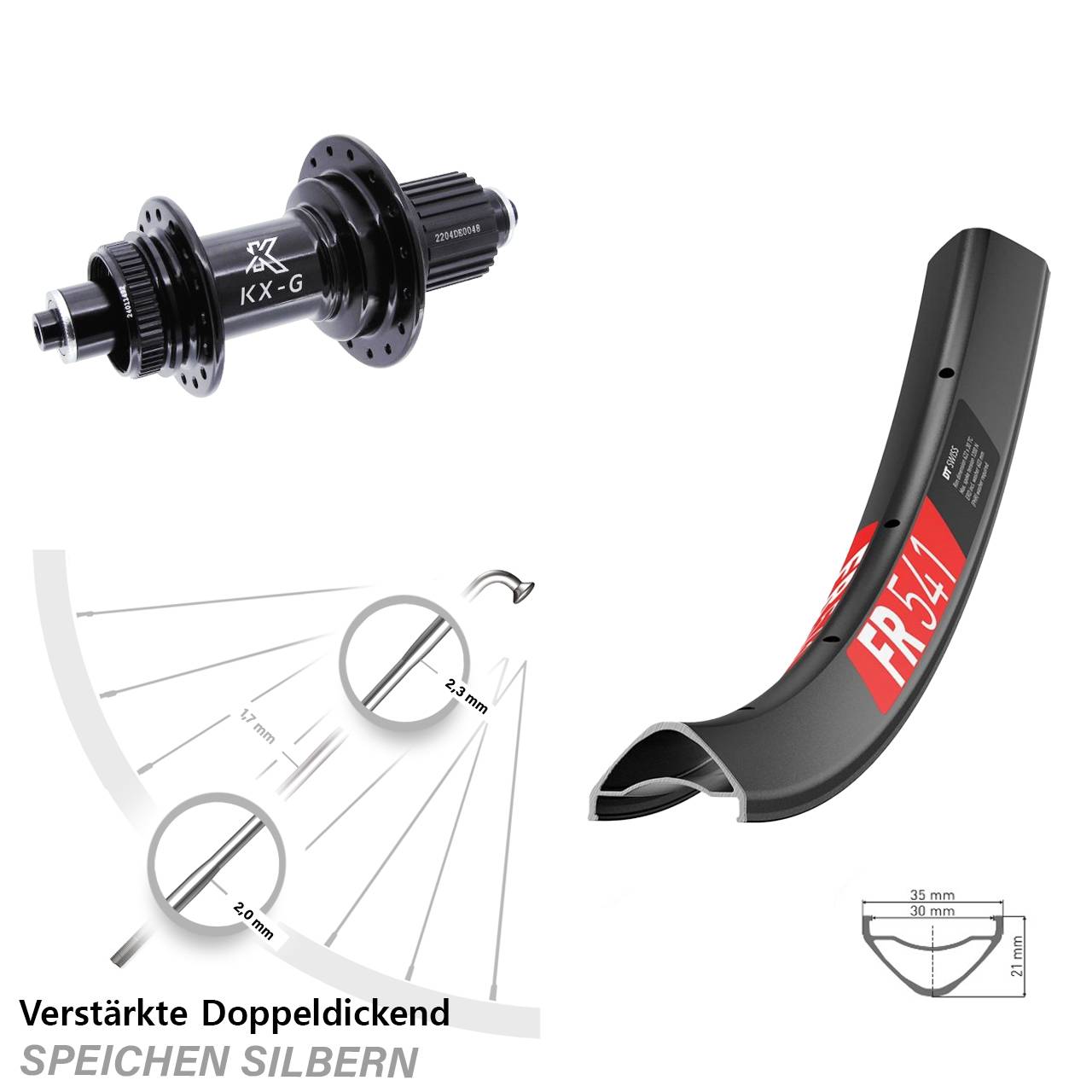 29 Zoll DT Swiss FR541 KX-GS Heavy Duty Disc Laufrad QR Shimano Micro Spline