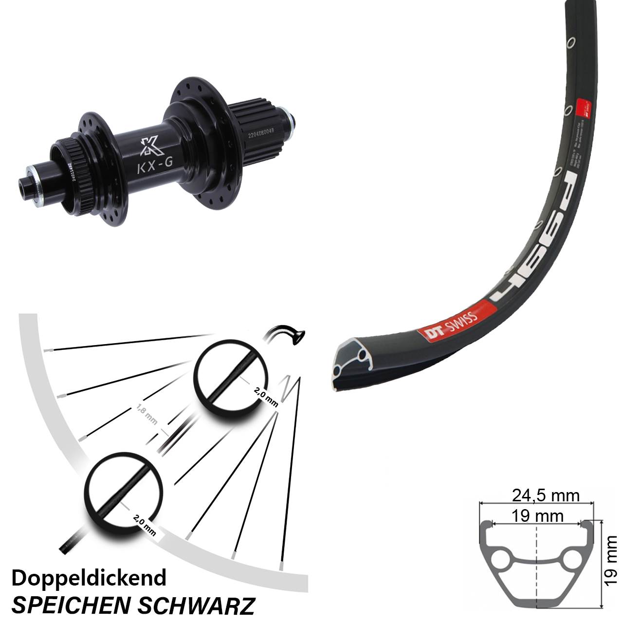 Centerlock Hinterrad QR 28 Zoll DT Swiss 466 KX-GS Heavy Duty Shimano Micro Spline