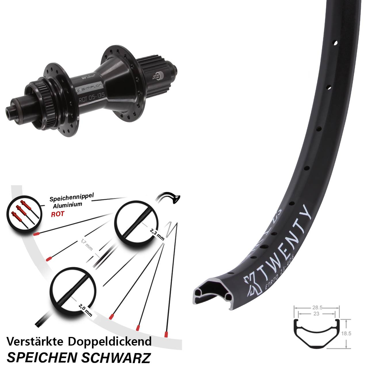 KX Twenty DT Swiss 370 Hybrid 20 Zoll Disc Laufrad für Schnellspanner Micro Spline