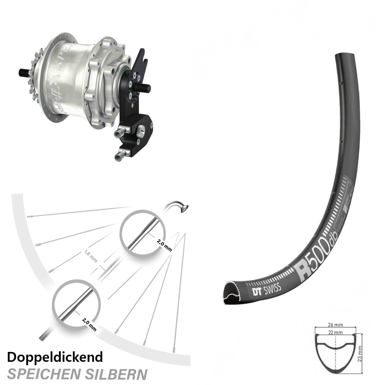 Disc Laufrad 28 Zoll DT Swiss R 500 Rohloff Speedhub TS DB OEM2