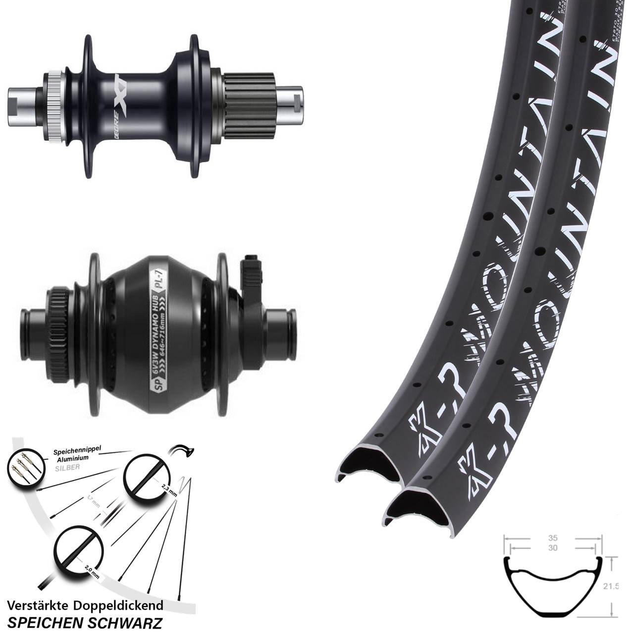 29 Zoll KX-R Mountain Shimano XT SP PL-7 Centerlock Laufradsatz 12x100/142 Micro Spline