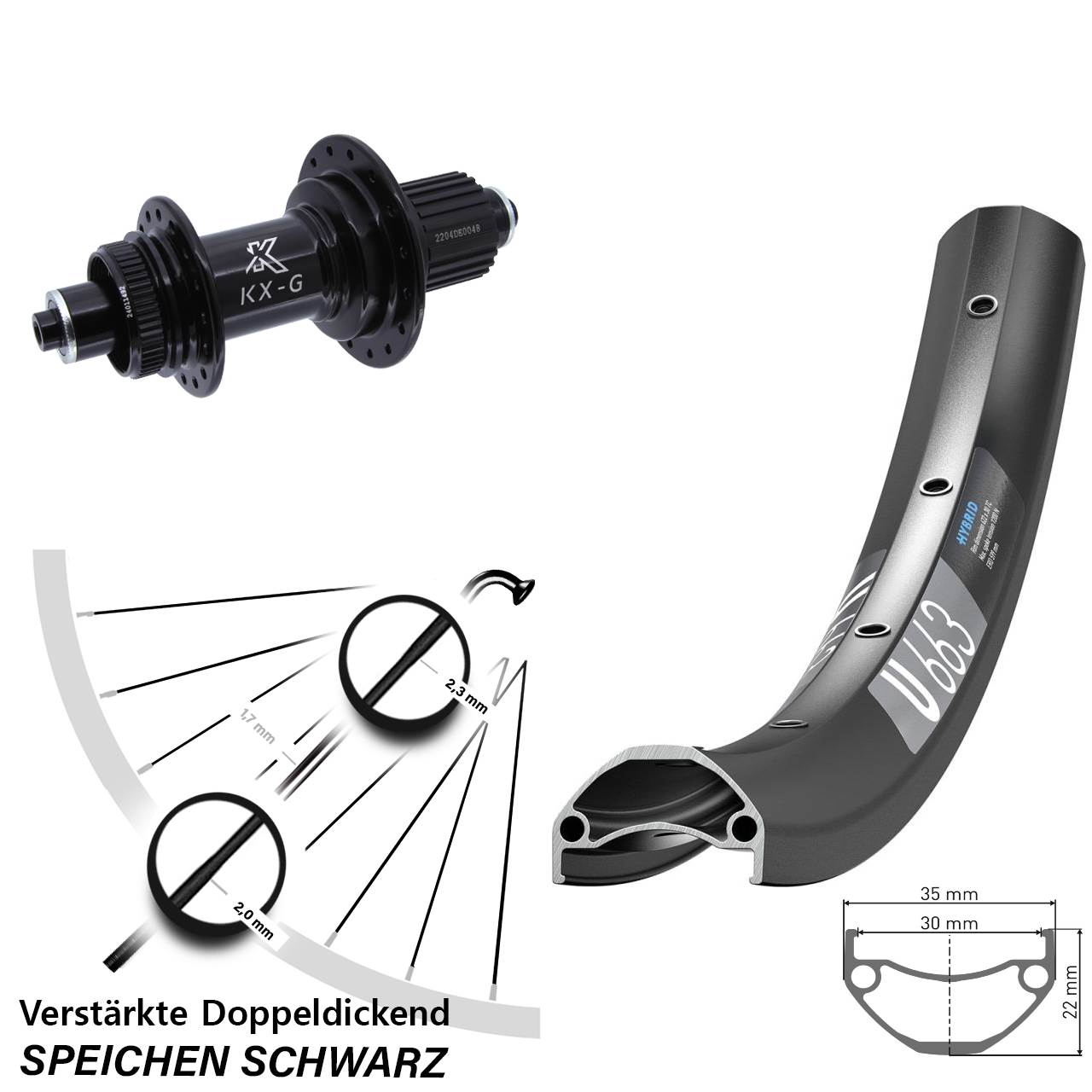 Hinterrad Centerlock QR 20 Zoll DT Swiss U 663 KX-GS Heavy Duty Micro Spline
