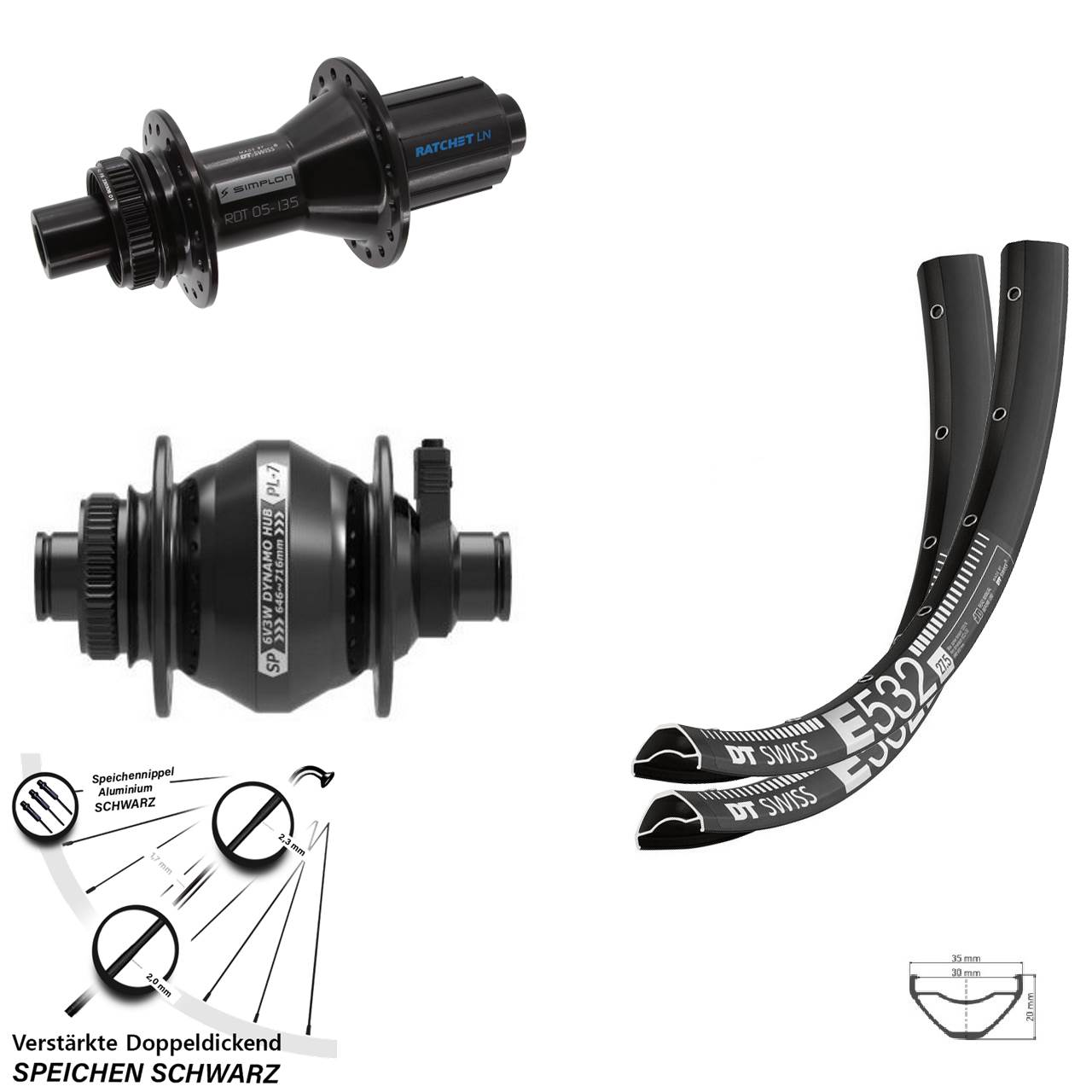 Centerlock Laufradsatz 27,5 Zoll DT Swiss E532-370 Hybrid SP PL-7 8-11 fach 12x100/142