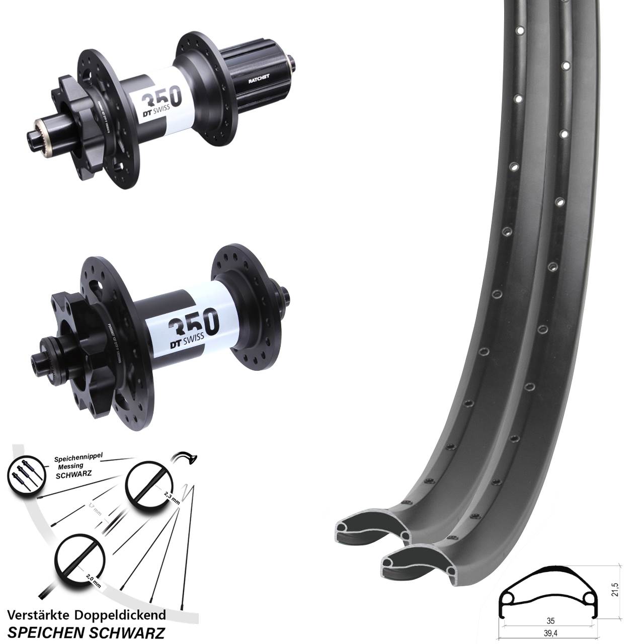 Disc Laufradsatz QR 27,5 Zoll Ambrosio E35 DT Swiss 350 8-11 fach HG