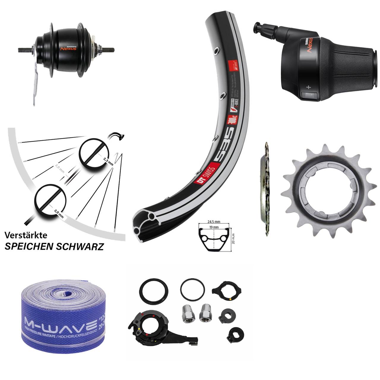 Hinterrad 26 Zoll DT Swiss Shimano Nexus 8 Gang schwarz