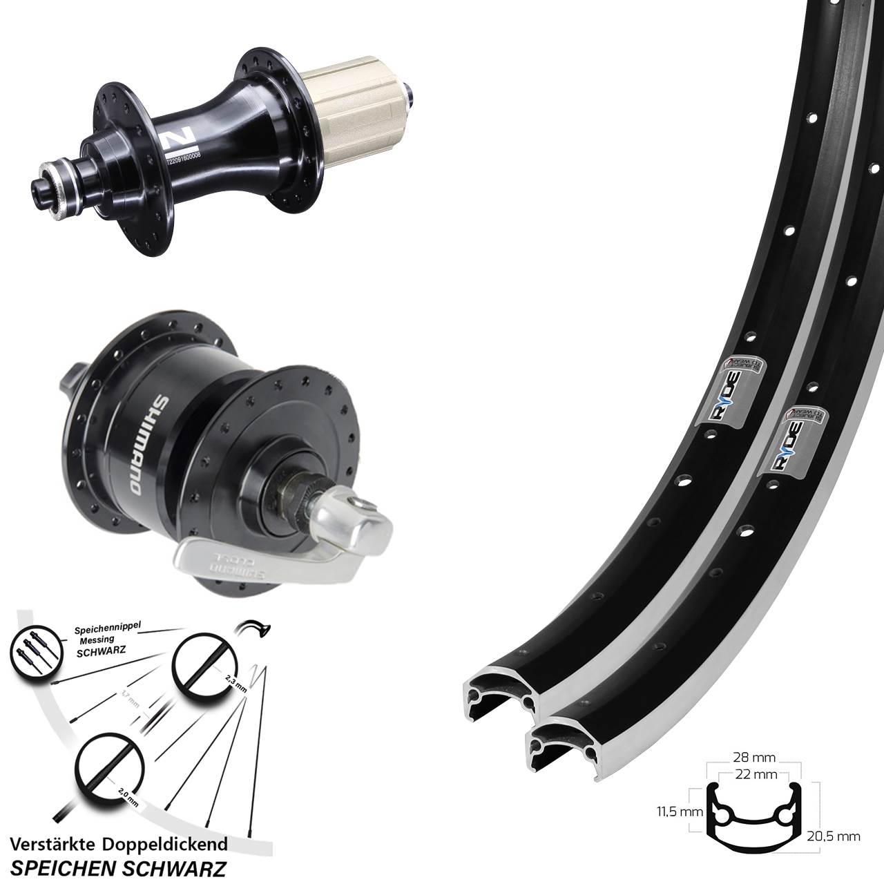 Ryde Andra 35 Novatec F162 Shimano DH3N72 27,5 Zoll Laufrad-Satz QR 8-12 fach HG