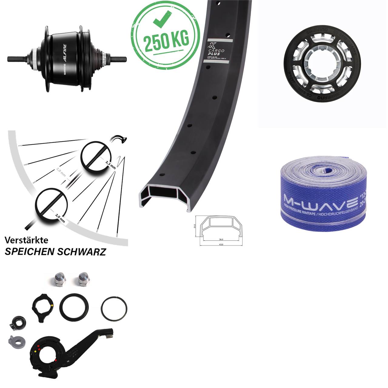 KX Cargo Plus 26 Zoll Hinterrad Shimano Alfine 8-Gang schwarz Lastenrad