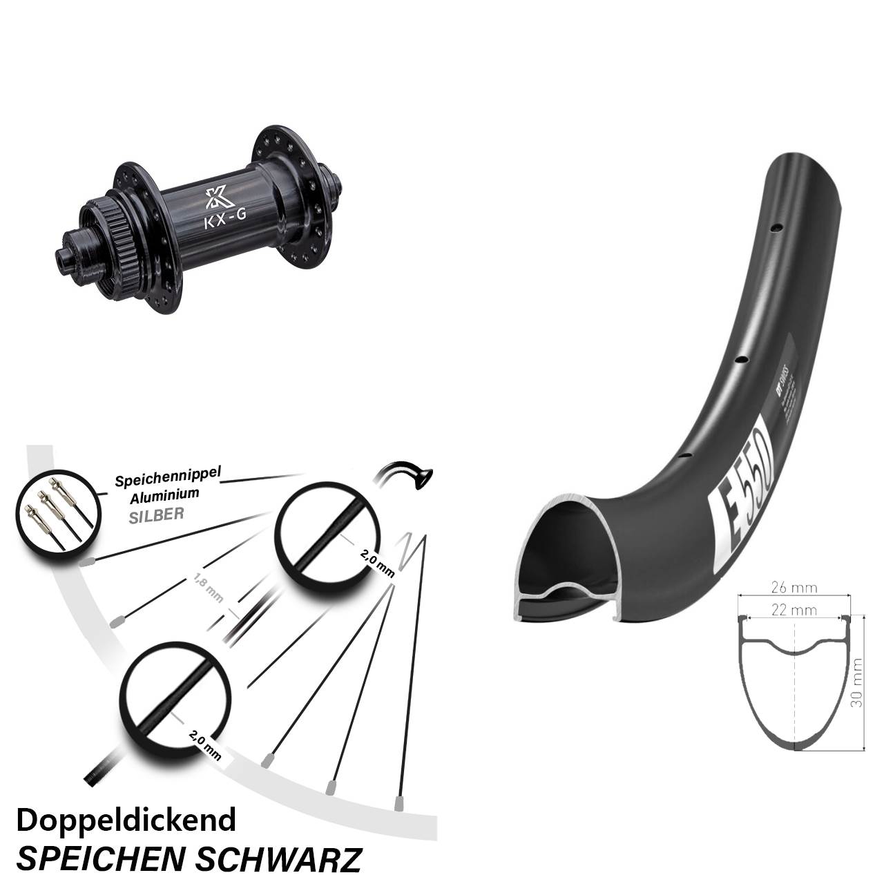 Centerlock Vorderrad 28 Zoll DT Swiss E550 KX-G QR