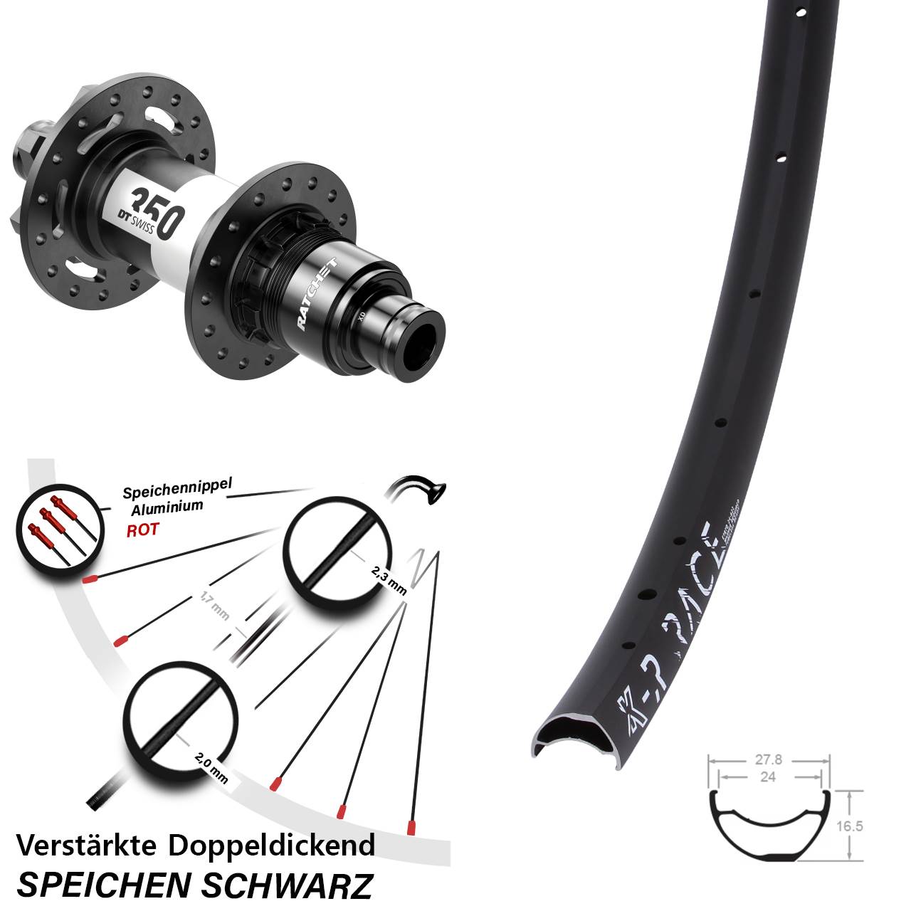 KX-R Race DT Swiss 350 Disc Hinterrad 12x148 Boost XD