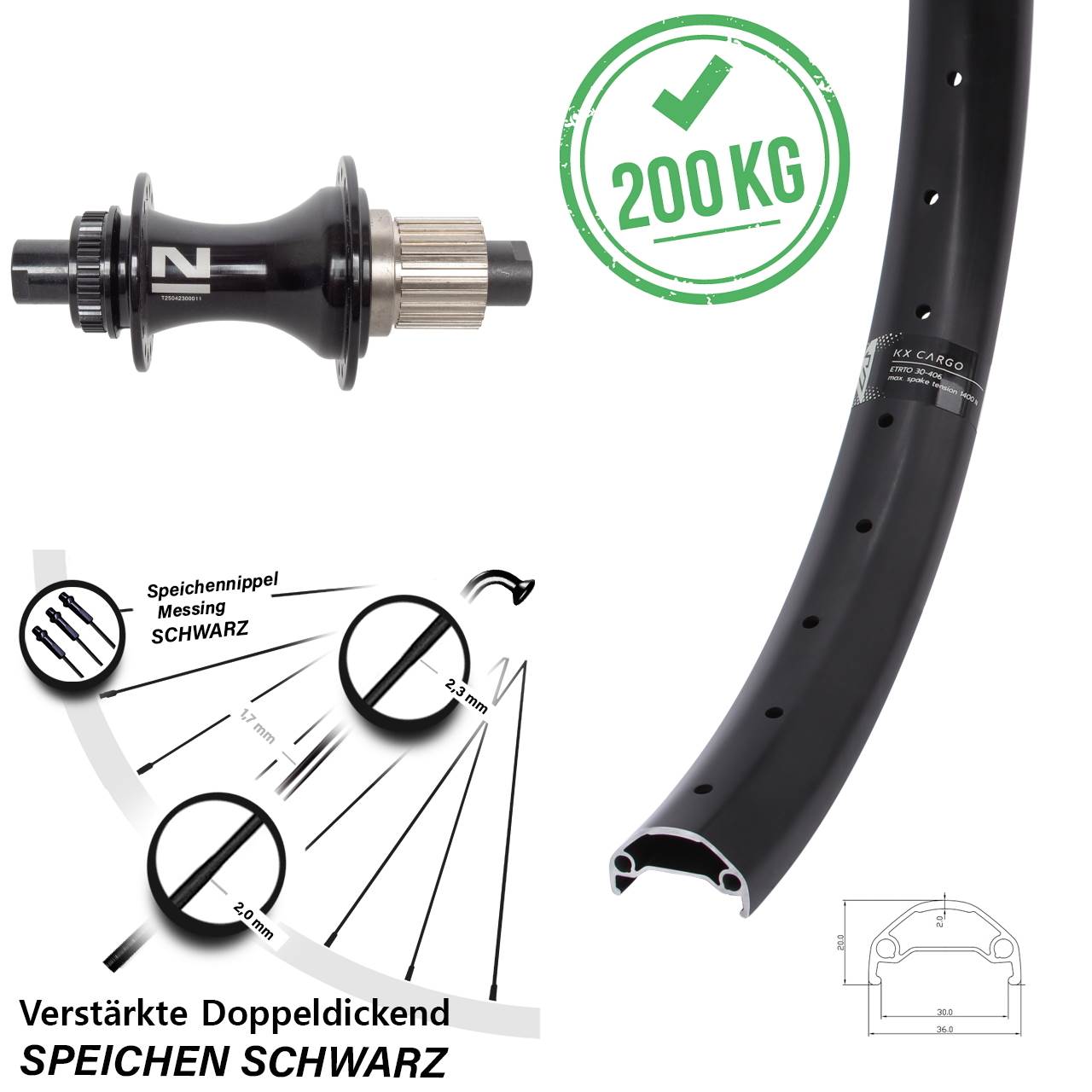 27,5 Zoll KX Cargo Novatec D462SB Centerlock Hinterrad 12x148 Micro Spline