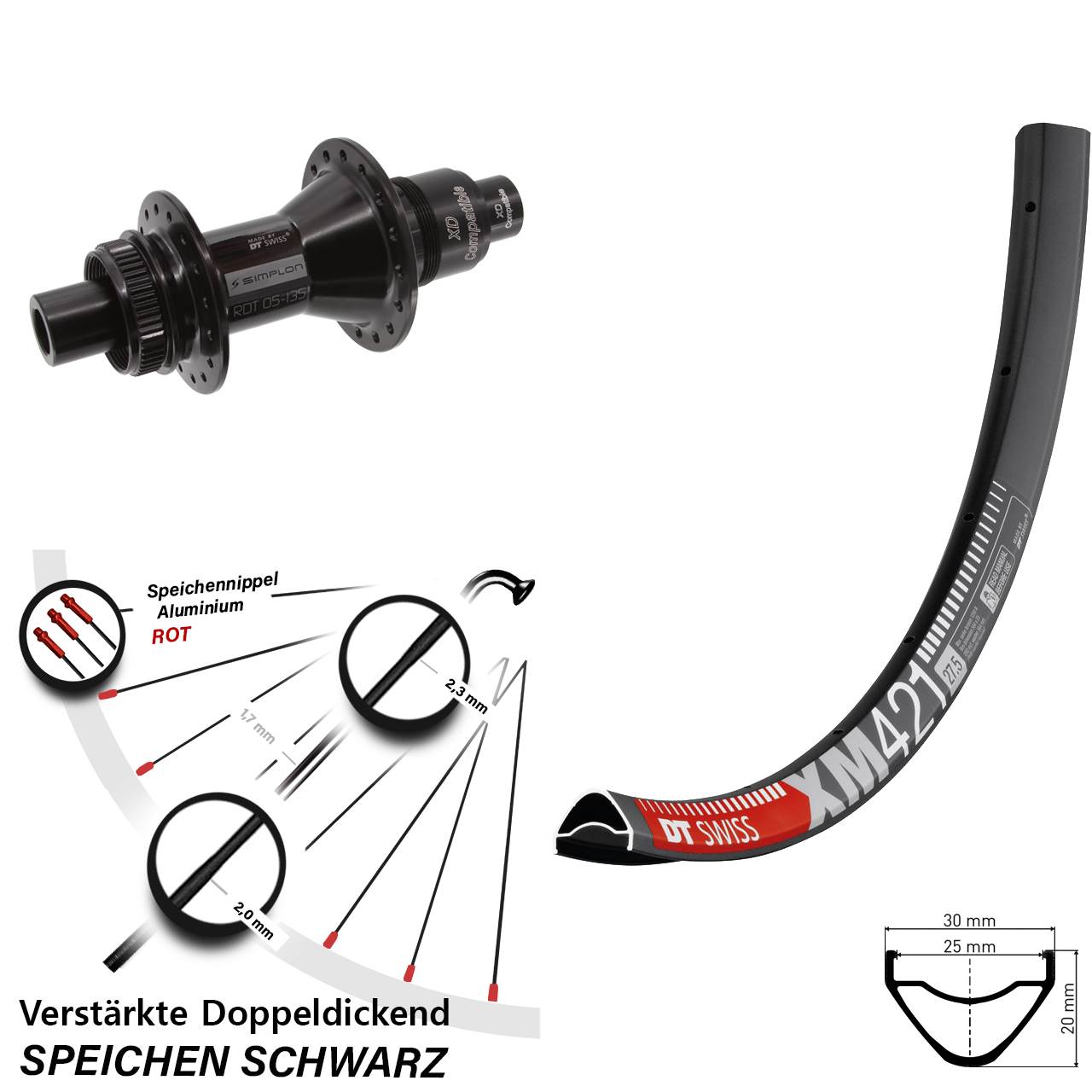 Disc Hinterrad 650B DT Swiss XM 421 DT Swiss 370 XD 12x142