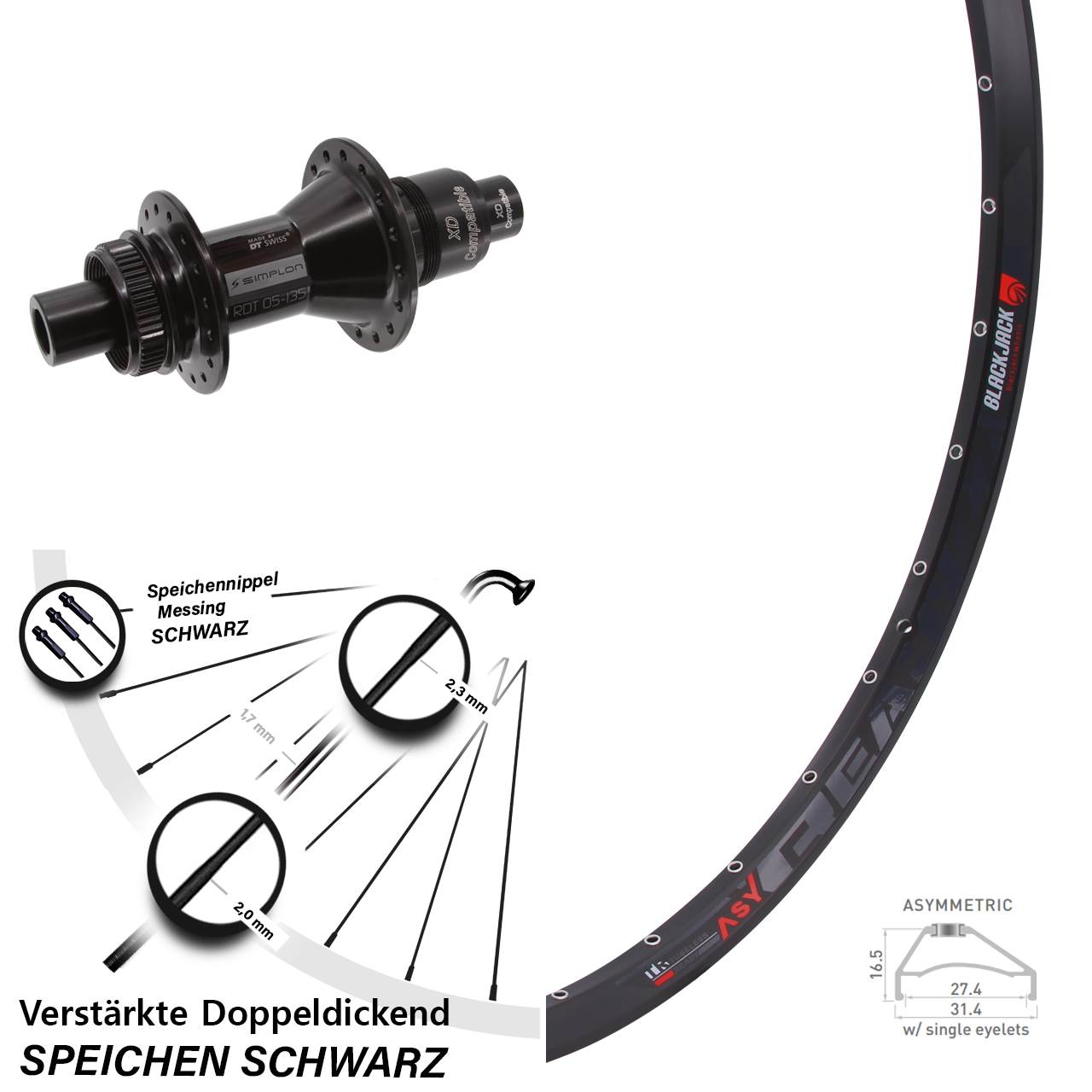 Rodi Ready 27 DT Swiss 370 650B Disc Hinterrad 12x142 SRAM XD
