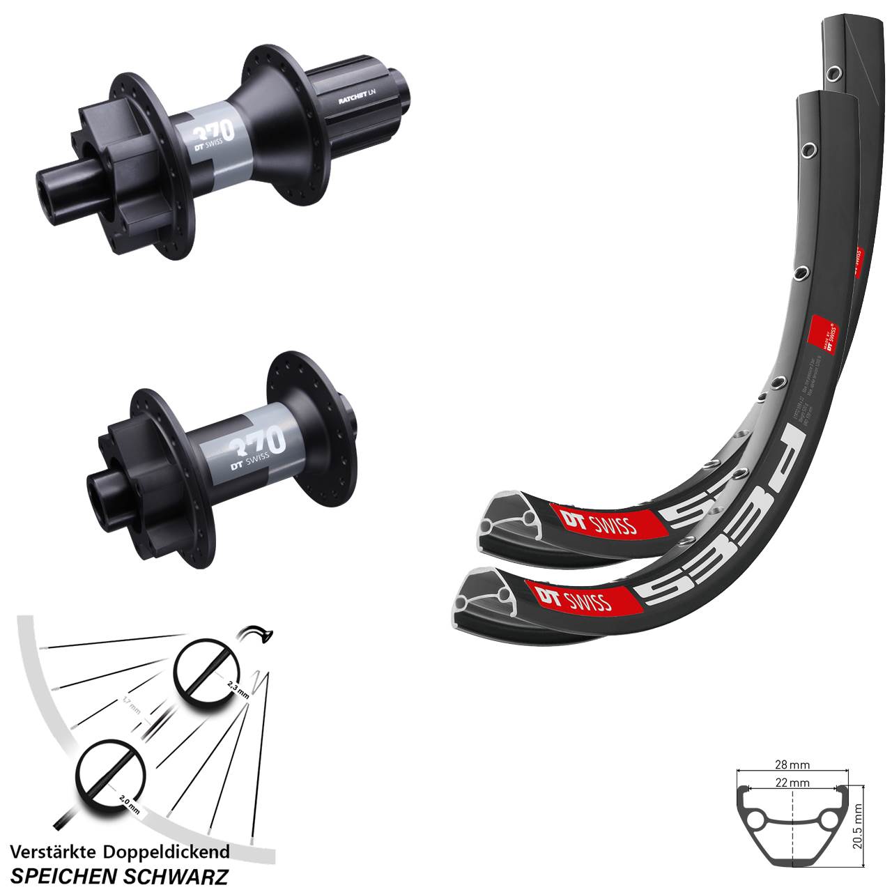 Disc Laufrad-Satz 15x100 12x142 26 Zoll DT Swiss 533 D-370 8-11 fach