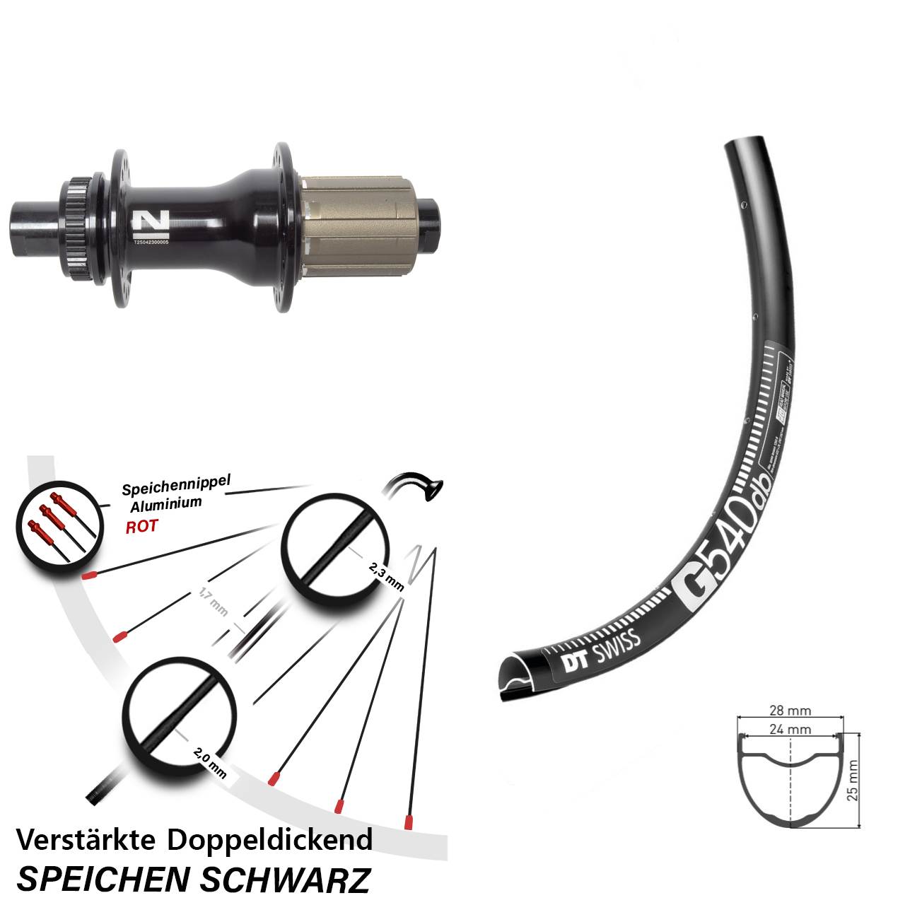 Disc Laufrad 27,5 Zoll DT Swiss G 540 Novatec D792SB 8-12 fach 12x142