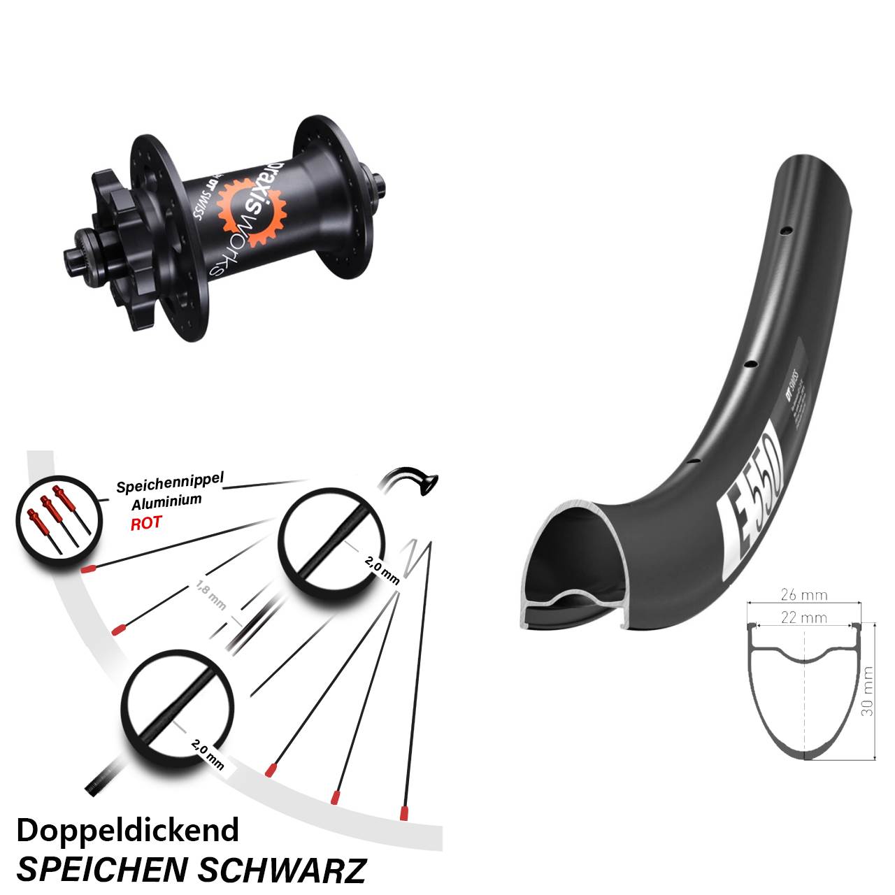 Disc Laufrad für Schnellspanner 28 Zoll DT Swiss E550-350
