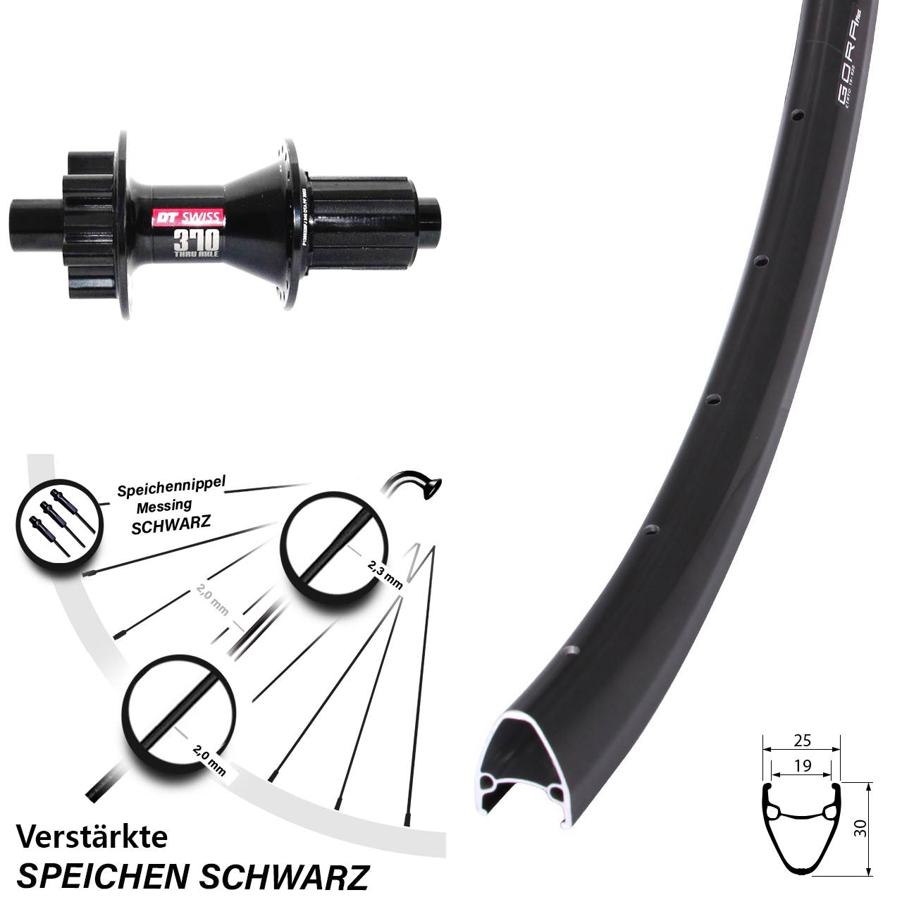 Gora Plus DT Swiss 370 28 Zoll Disc Laufrad 12x142 8-11 fach