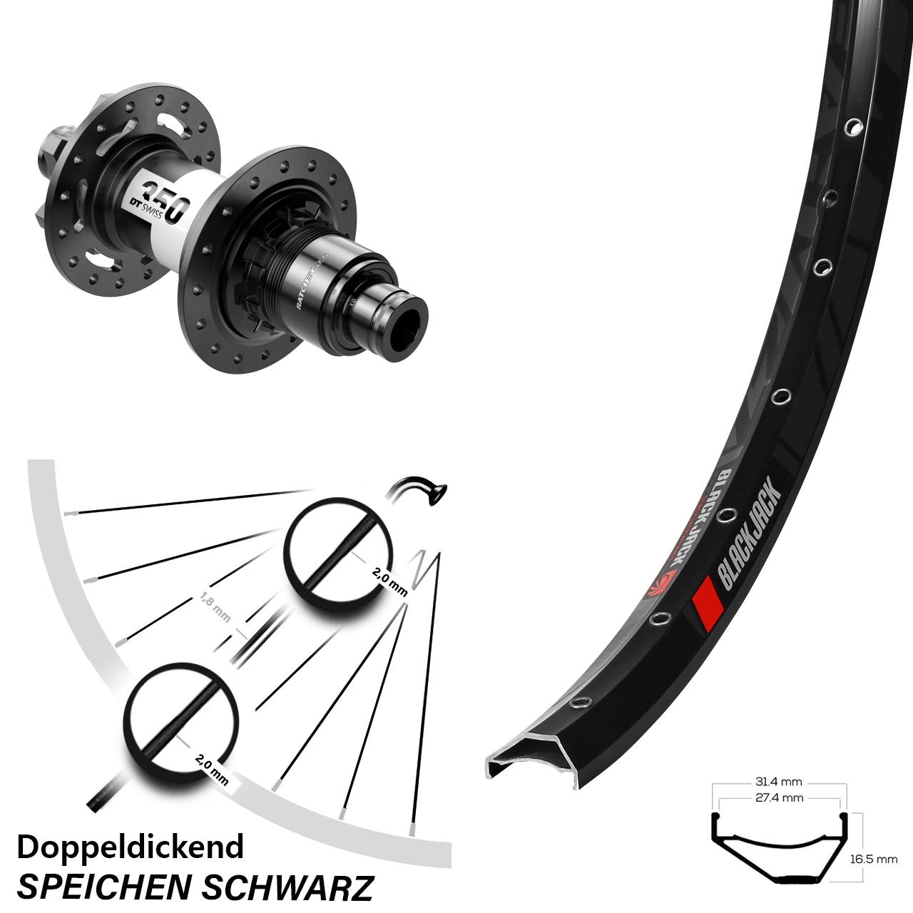 Rodi Ready 27 DT Swiss 350 DEG 72 650B Disc Laufrad 12x148 Boost SRAM XD