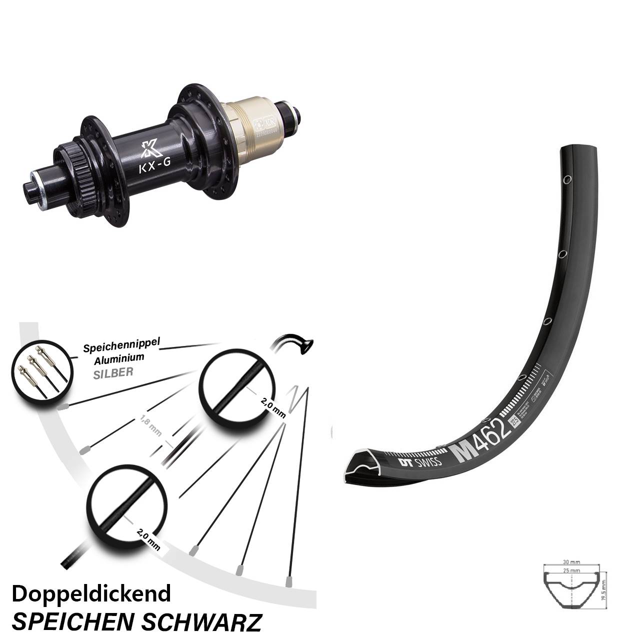 650B DT Swiss M 462 KX-G XD-R Centerlock Hinterrad für Schnellspanner