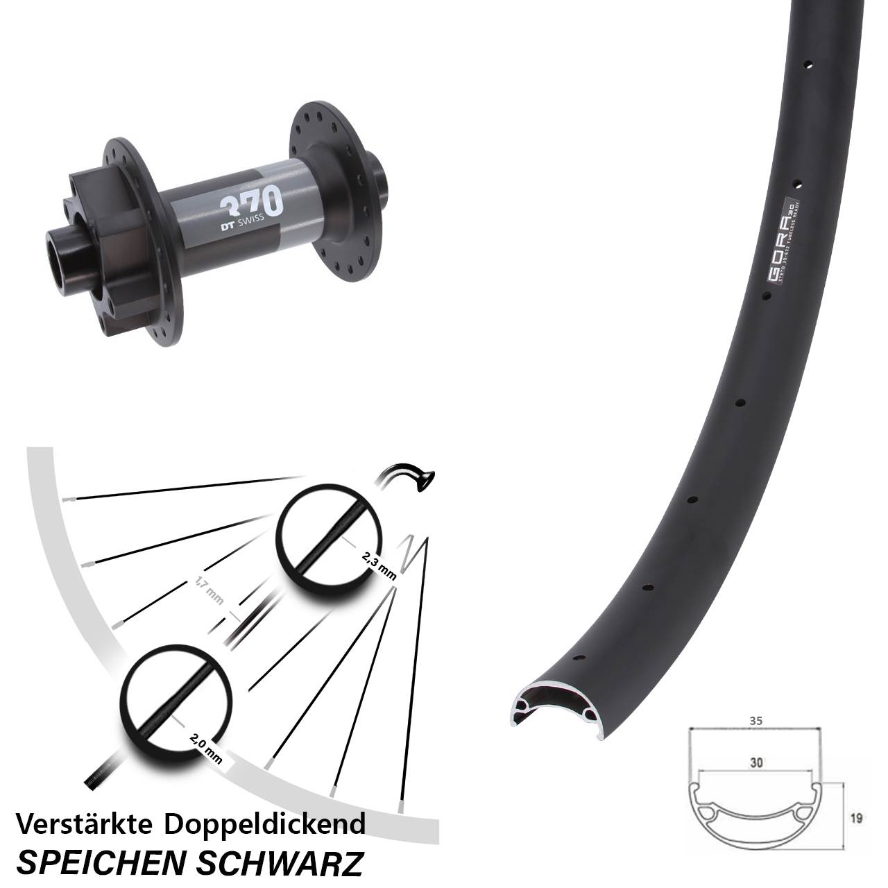 Vorderrad 6-Loch 29 Zoll Gora 30 DT Swiss 370 15x110 Boost