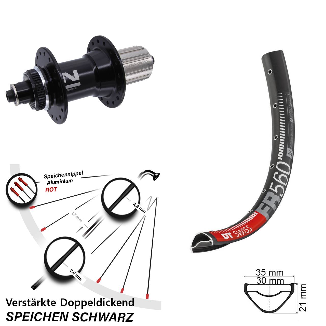 Centerlock Hinterrad QR 26 Zoll DT Swiss FR560 Novatec D042 8-12 fach HG
