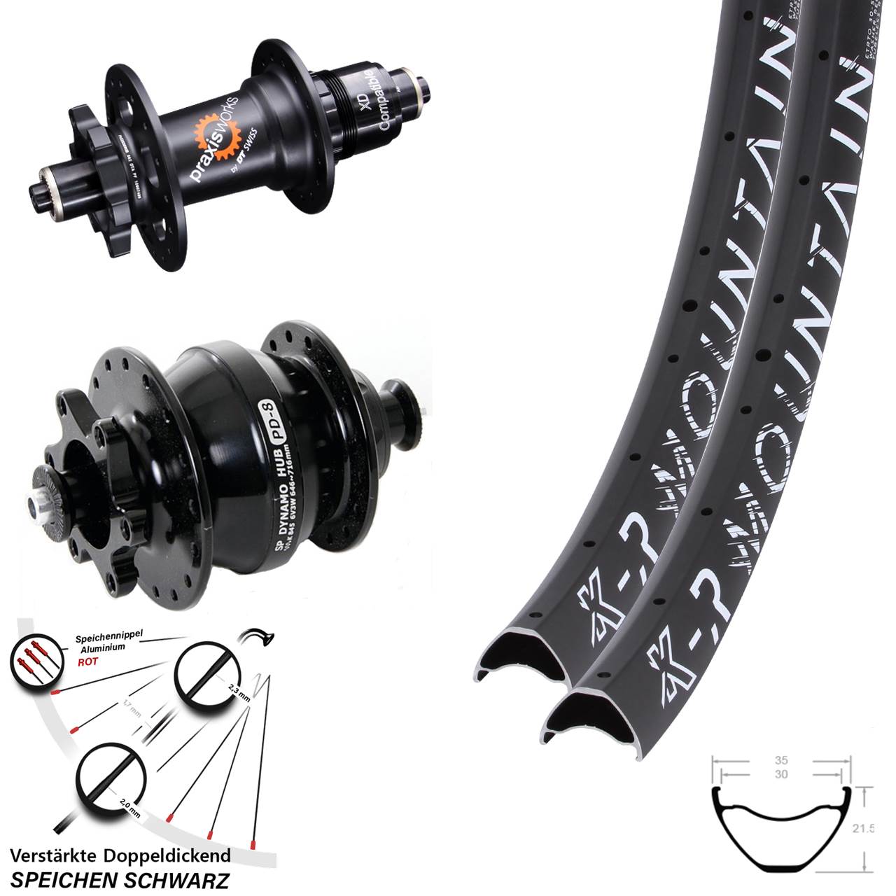 6-Loch Laufradsatz 29 Zoll KX-R Mountain DT Swiss 350 Shutter Precision PD-8 SRAM XD QR