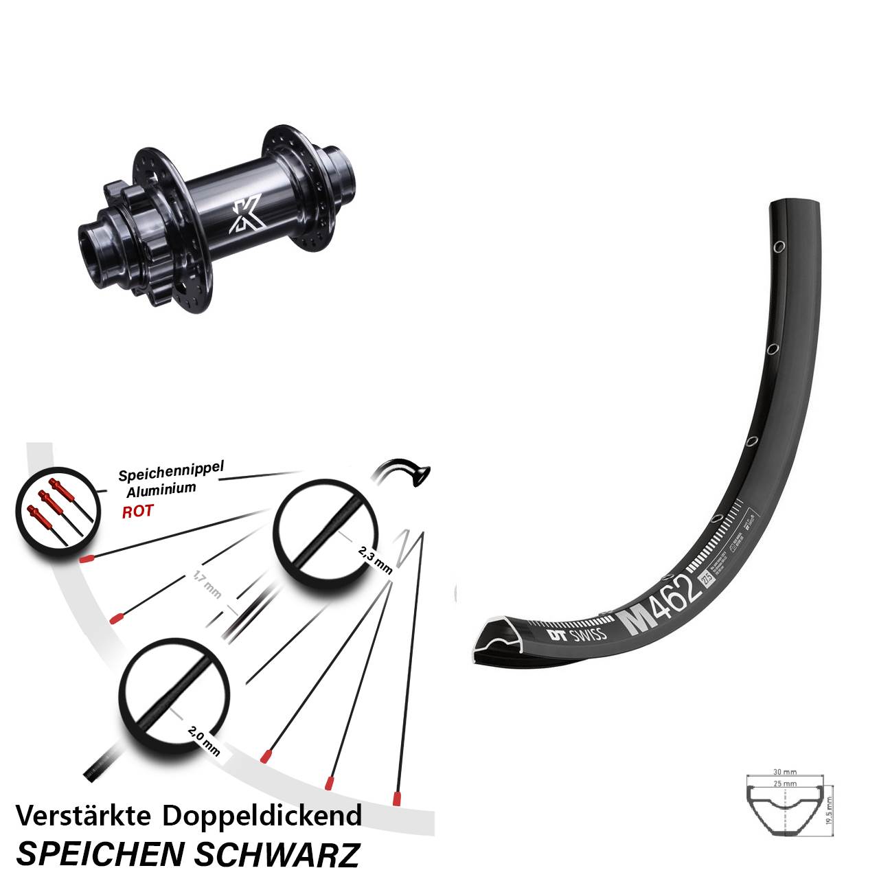DT Swiss M 462 KX-M Steckachse 650B Disc Laufrad 20x110 (DH alt)