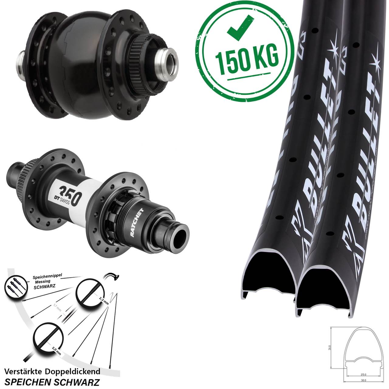 KX Bullet DT Swiss 350 SON delux 28-29 Zoll Centerlock Laufradsatz 12x100/142 SRAM XDR
