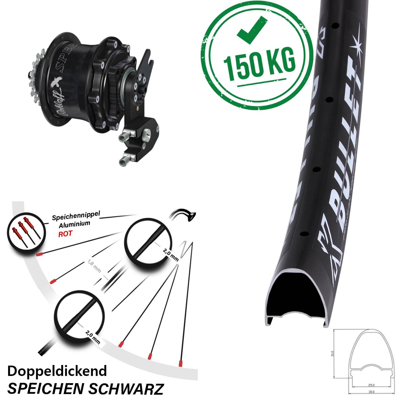29 Zoll KX Bullet Rohloff CC DB OEM2 Tandem schwarz