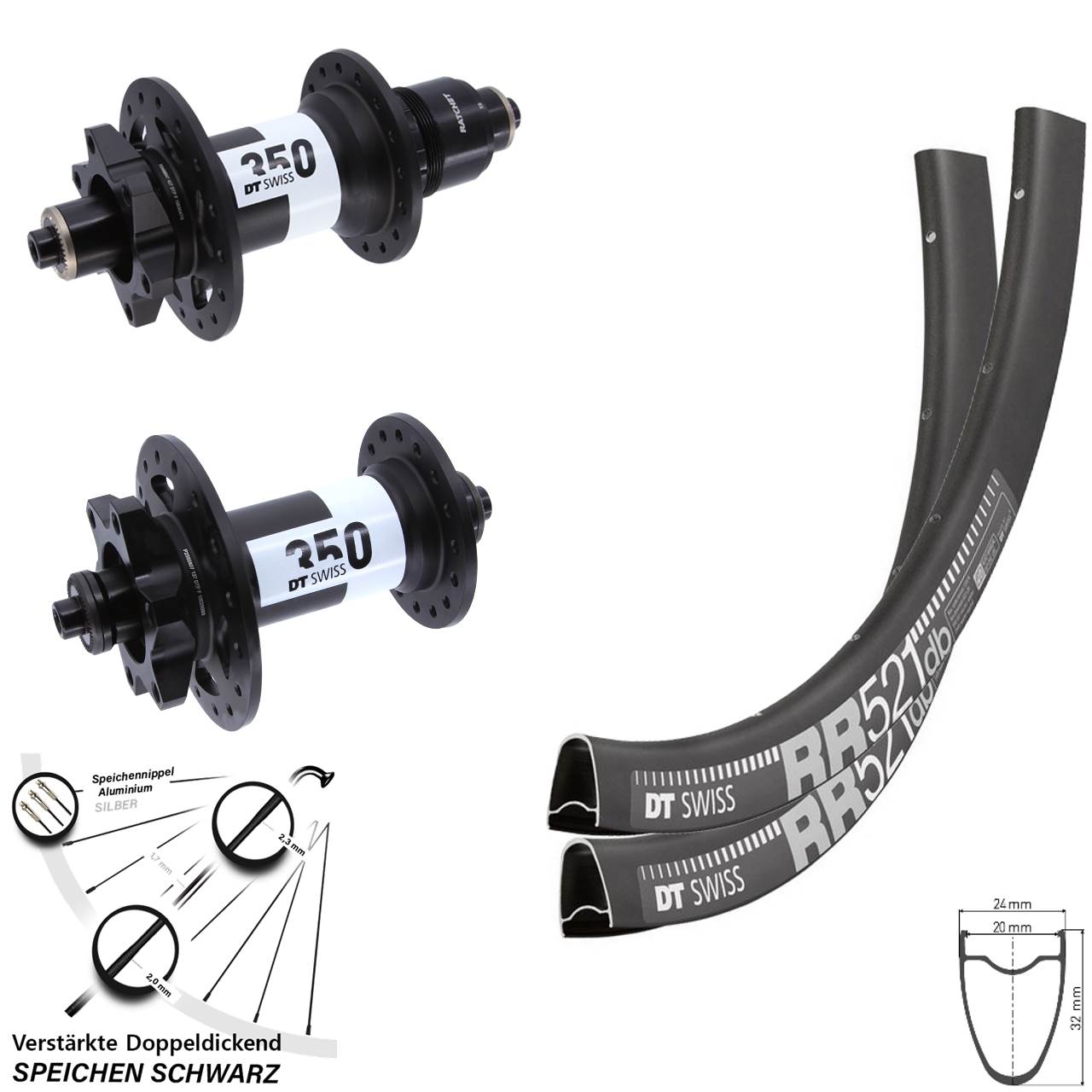 Disc Laufrad-Satz QR 28 Zoll DT Swiss RR 521 350 XD 11-12 fach