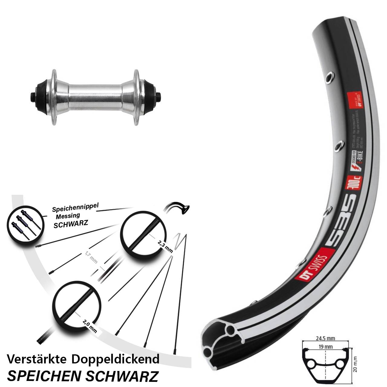 Vorderrad für Schnellspanner 28 Zoll DT Swiss 535 Formula FM-21