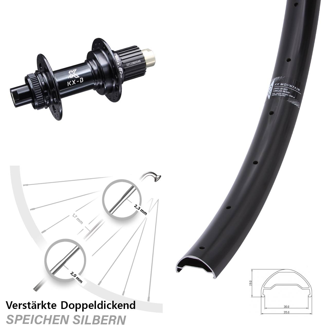 KX Mountain verstärkt 29 Zoll Disc Hinterrad 12x148 Boost Shimano Micro Spline