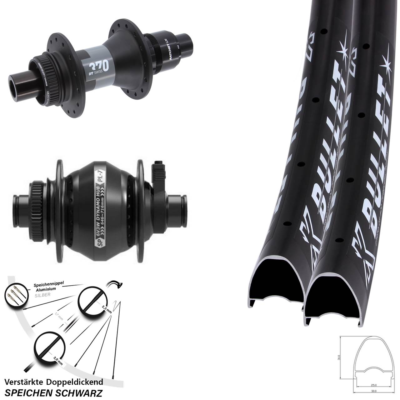 Disc Laufradsatz 28-29 Zoll KX Bullet OS DT Swiss 370 SP PL-7 XDR 12x100/142