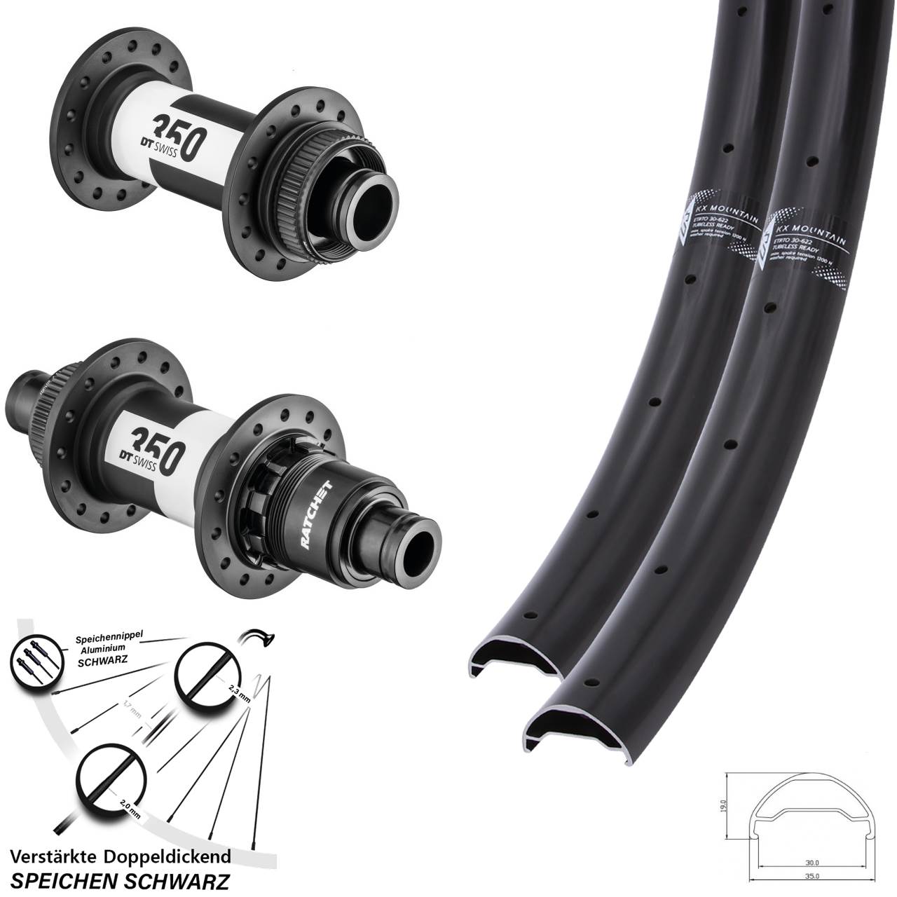 Centerlock Laufradsatz 15x110 12x148 29 Zoll KX Mountain DT Swiss 350 XD