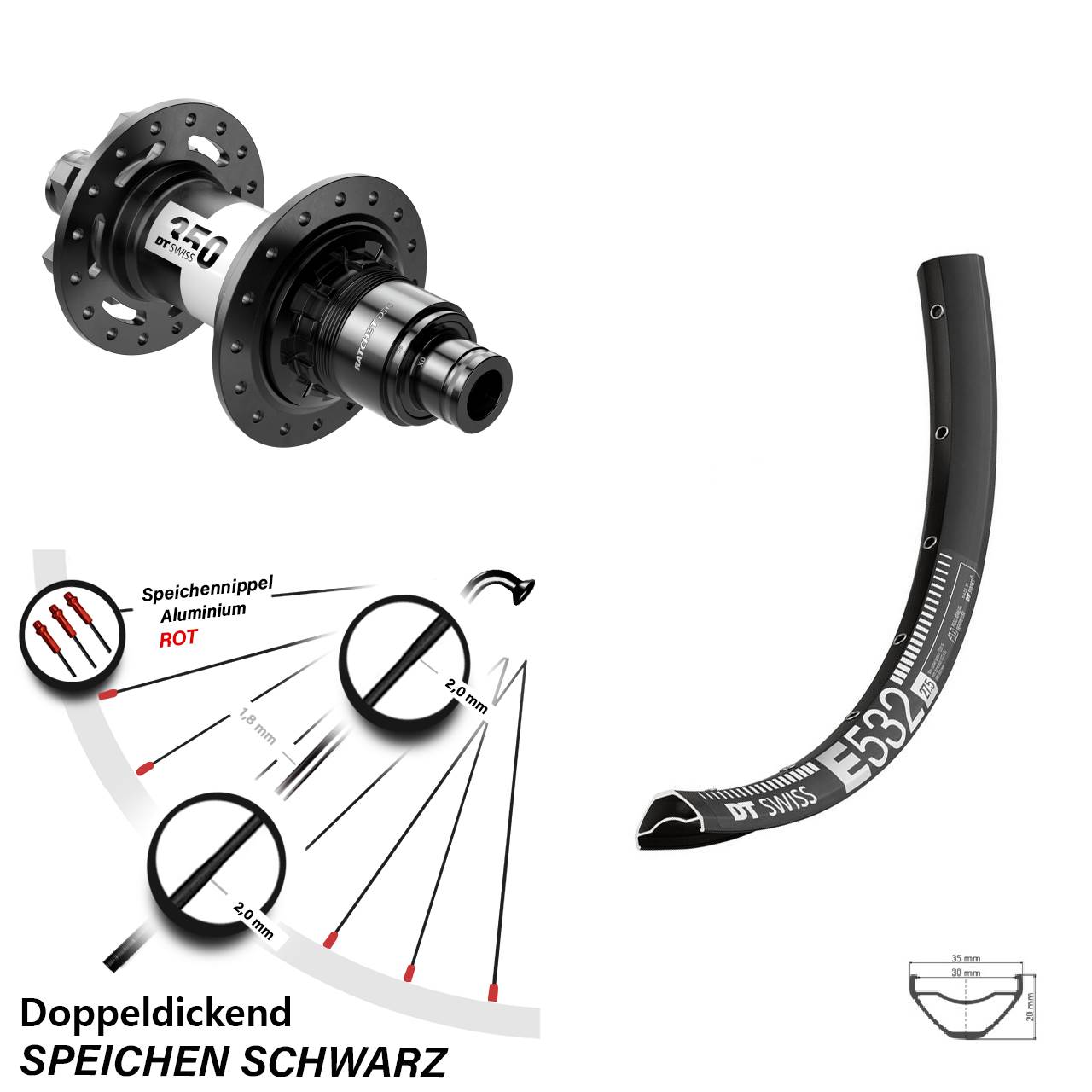 Disc Laufrad 27,5 Zoll DT Swiss E532-350 DEG 72 XD 12x148