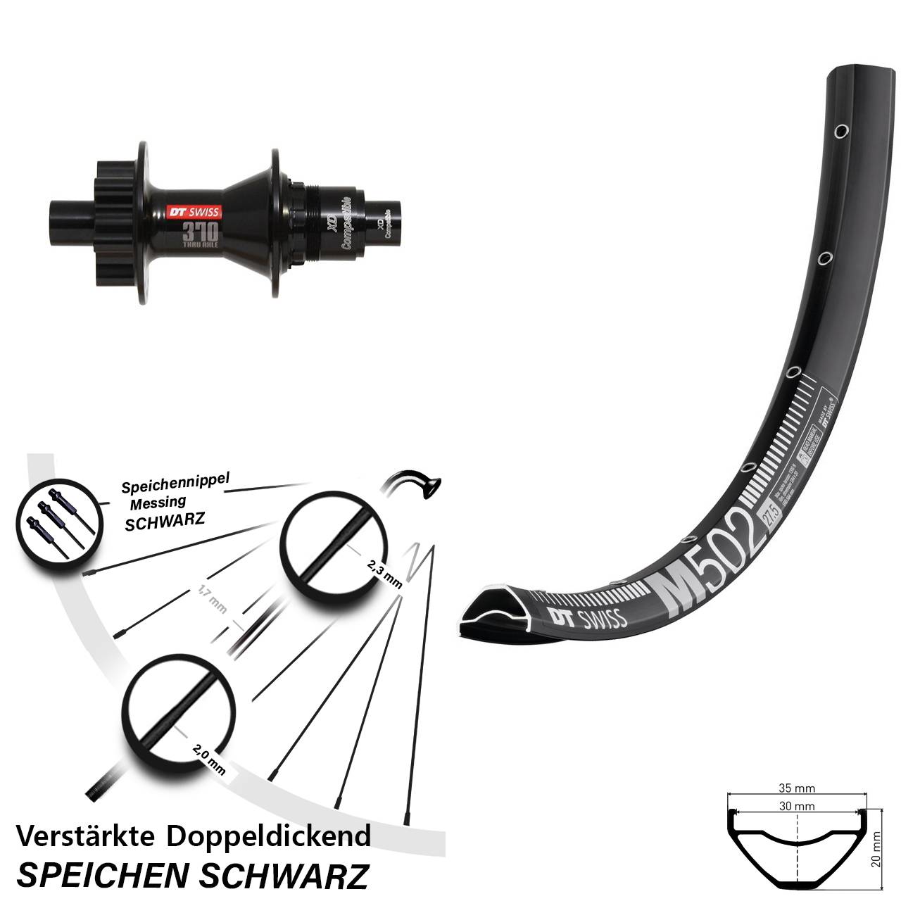 Disc Hinterrad 12x142 29 Zoll MTB M 502 DT Swiss 370 XD 11-12 fach