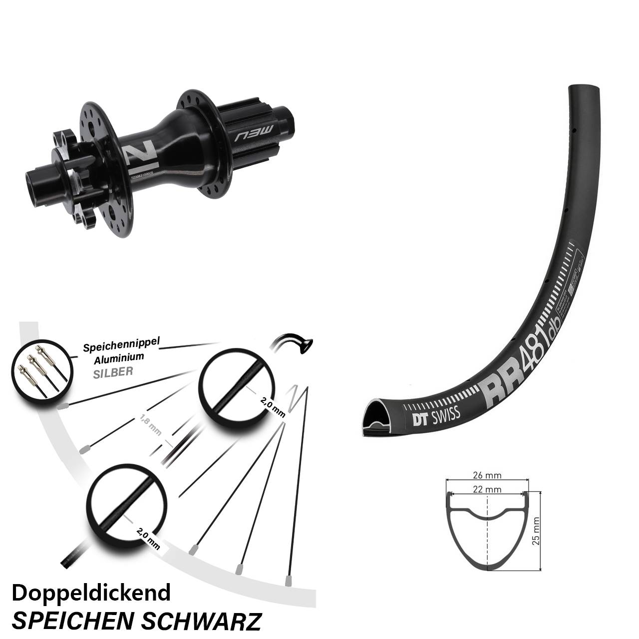 28 Zoll DT Swiss RR 481 Novatec Superlight 6-Loch Hinterrad 12x142 Campagnolo N3W
