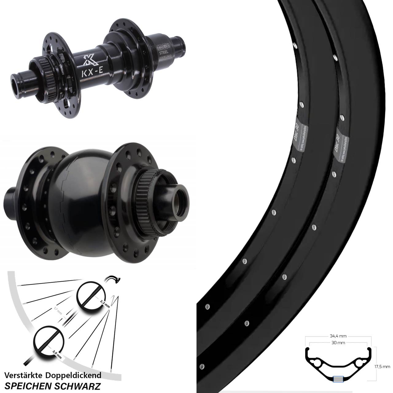 29 Zoll Ryde Disc 30 KX-E SON 28 Laufradsatz Centerlock 15x110 12x148 XD