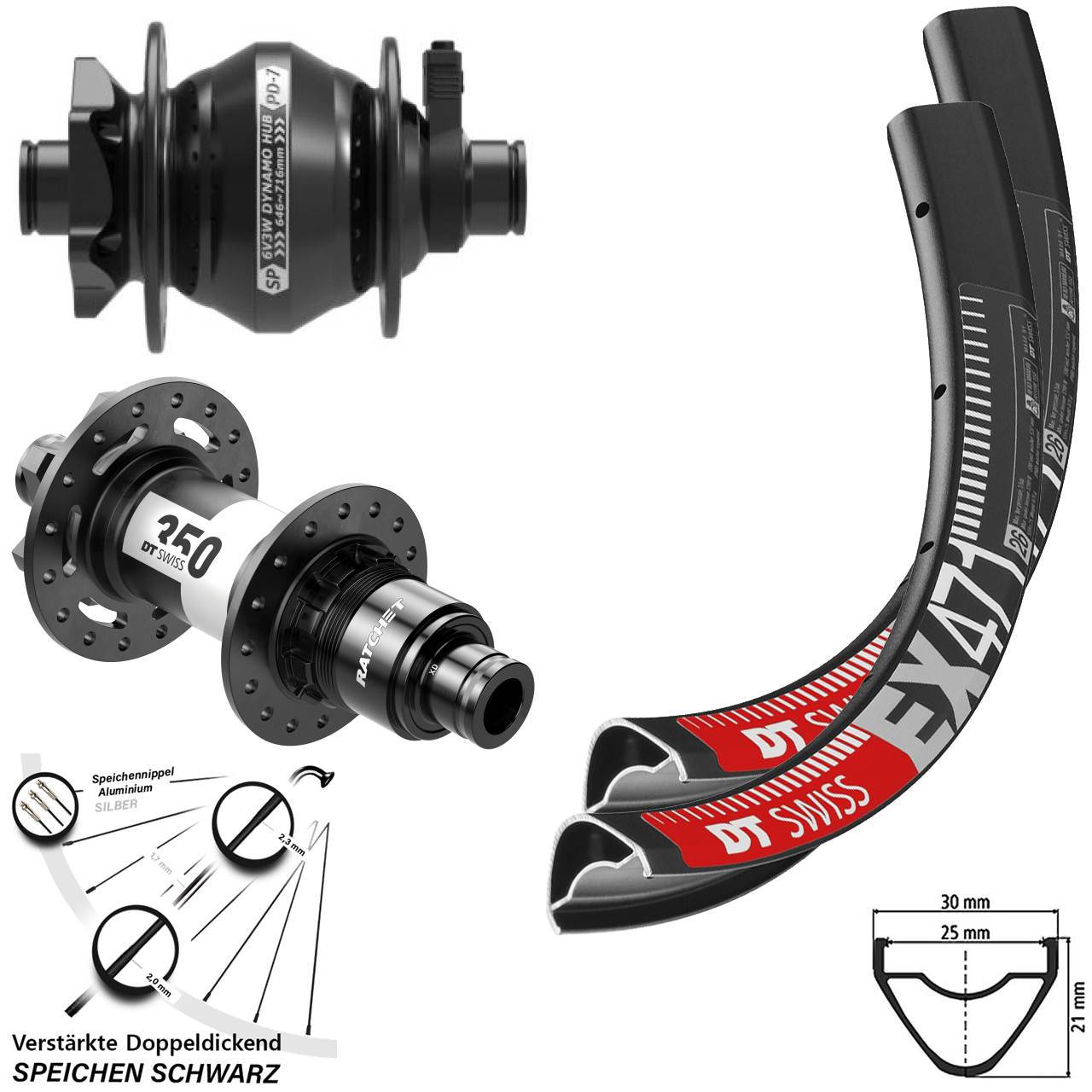 29 Zoll DT Swiss EX471 SP PD-7 350 XD Disc Laufradsatz 12x100/142