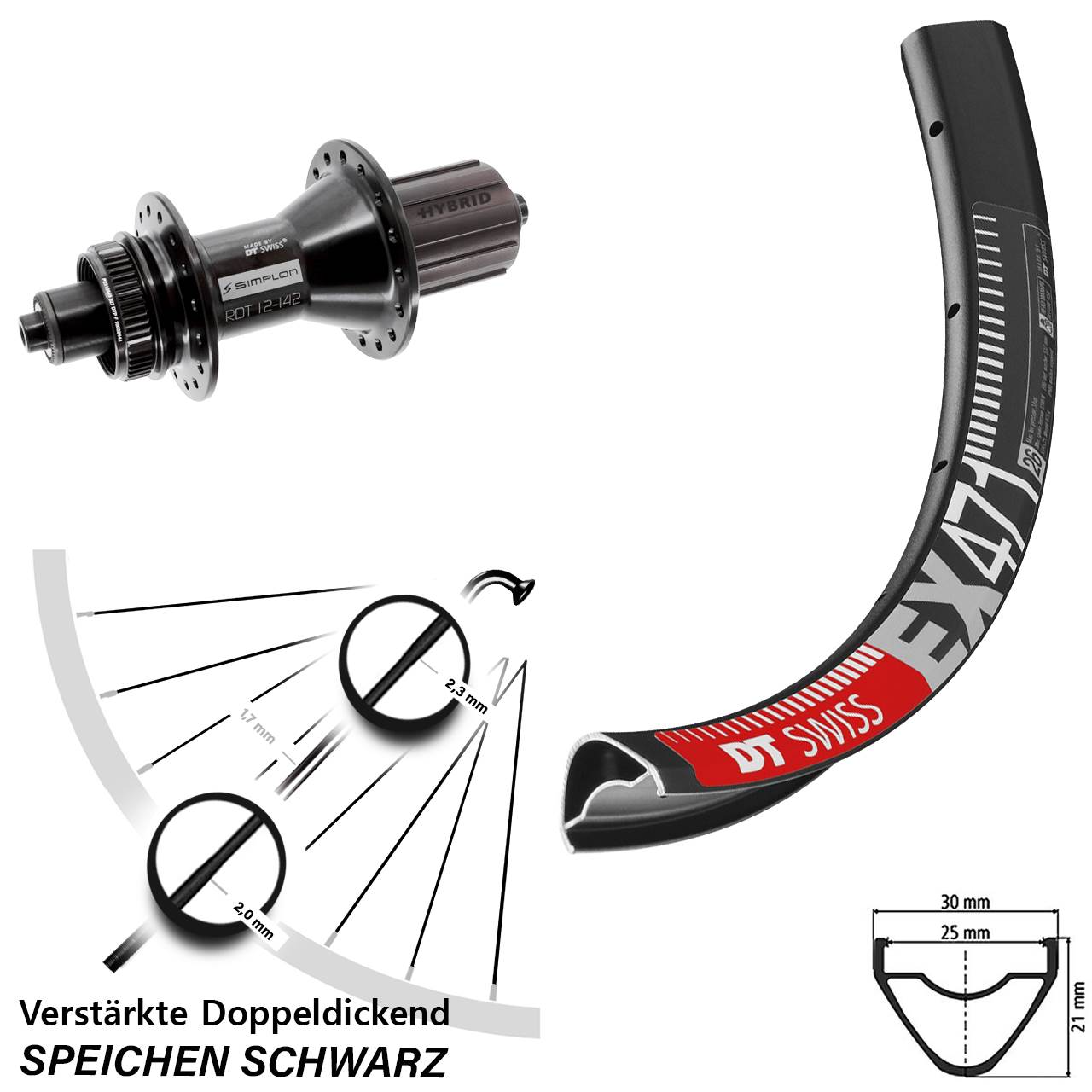 Disc Laufrad QR 26 Zoll DT Swiss EX 471-370 Hybrid 8-11 fach HG
