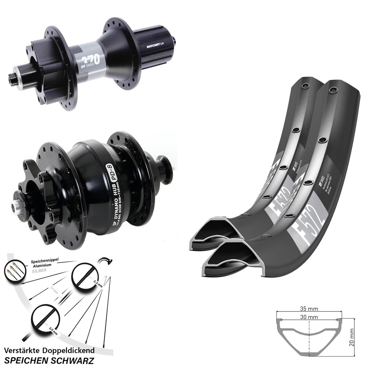 Disc Laufrad-Satz für Schnellspanner 29 Zoll DT Swiss F 572 370 Shutter PD-8 8-11 fach