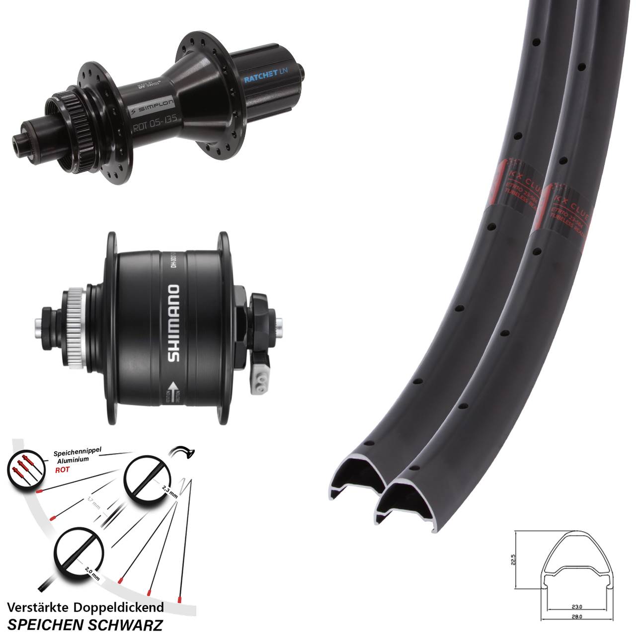 KX Clue DT Swiss 370 Hybrid Shimano DH-3D37 27,5 Zoll Laufradsatz Centerlock QR 8-11 fach