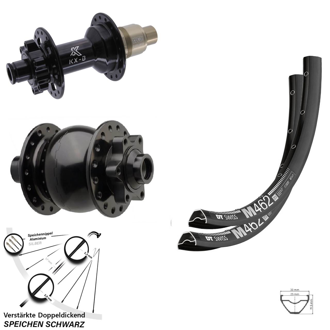 6-Loch Laufradsatz 15x110 12x148 29 Zoll DT Swiss M 462 KX-B SON 28 SRAM XD