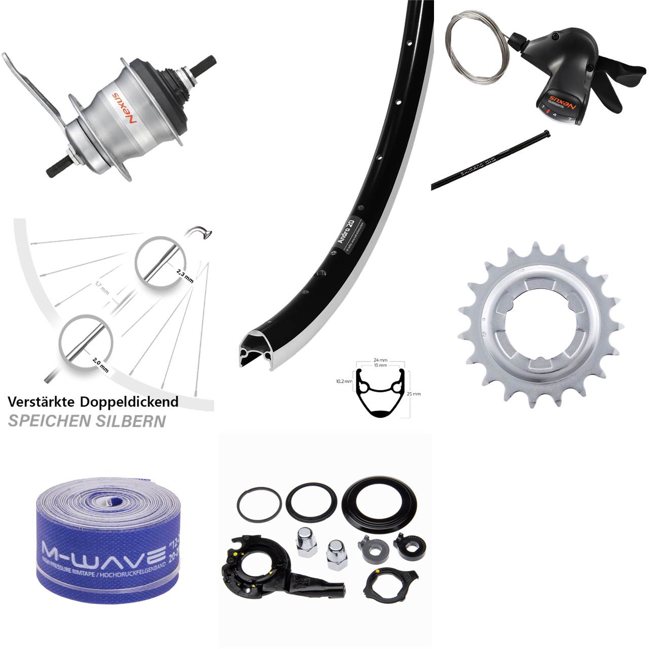 28 Zoll Ryde Andra 20 Hinterrad Shimano 7 Gang SG-7C30 Nexus Rücktritt