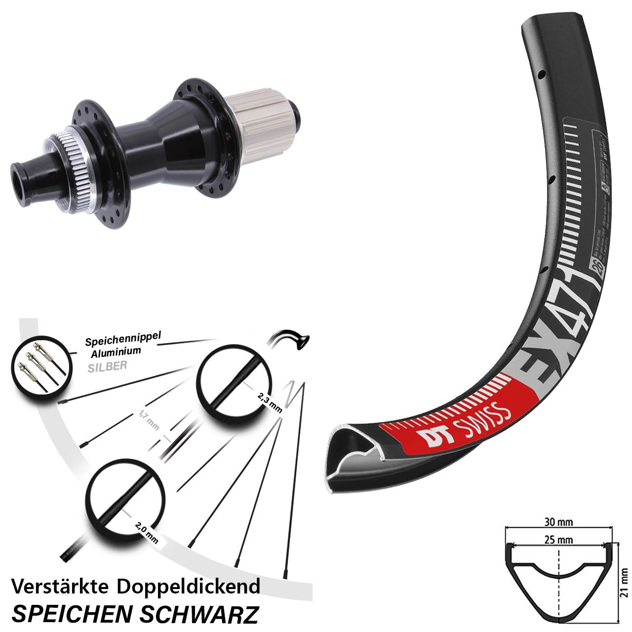 Hinterrad Centerlock 26 Zoll DT Swiss EX 471 Novatec CL-142 8-12 fach 12x142