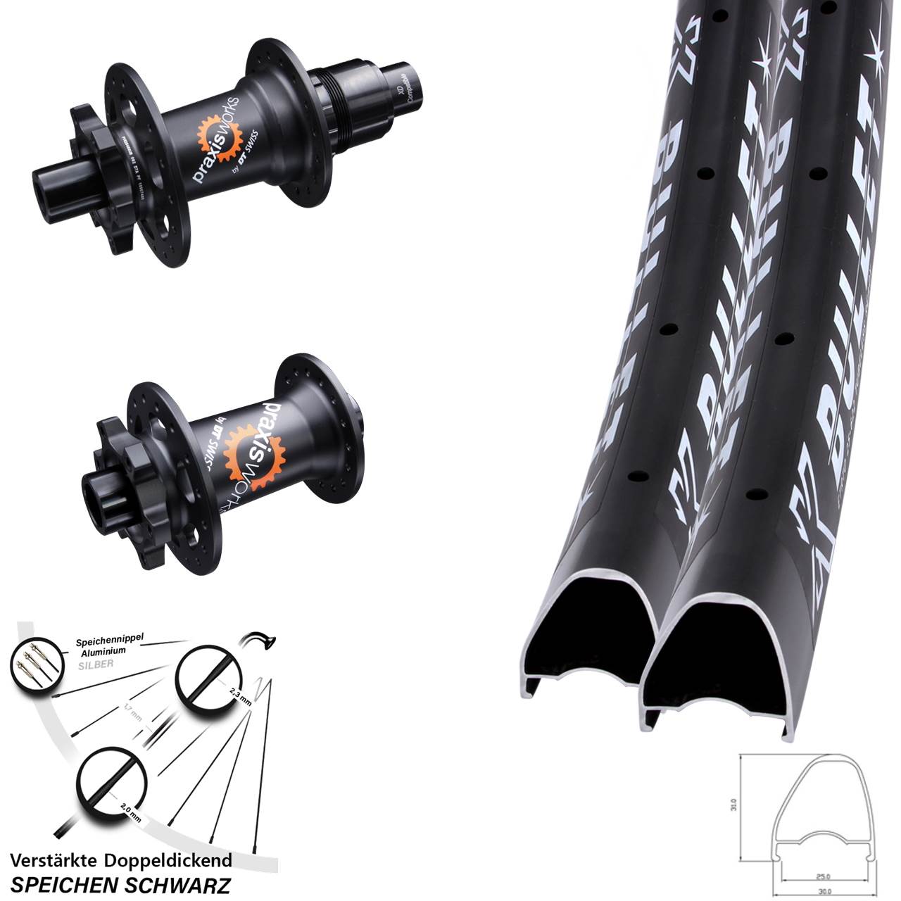 Disc Laufradsatz 12x100/142 29 Zoll KX Bullet OS DT Swiss 350 SL XD