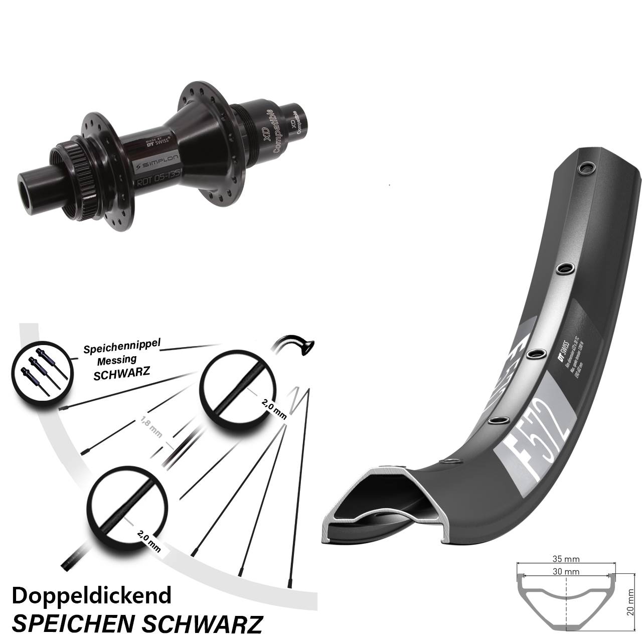 Centerlock Hinterrad 12x142 27,5 Zoll DT Swiss F 572-370 XD