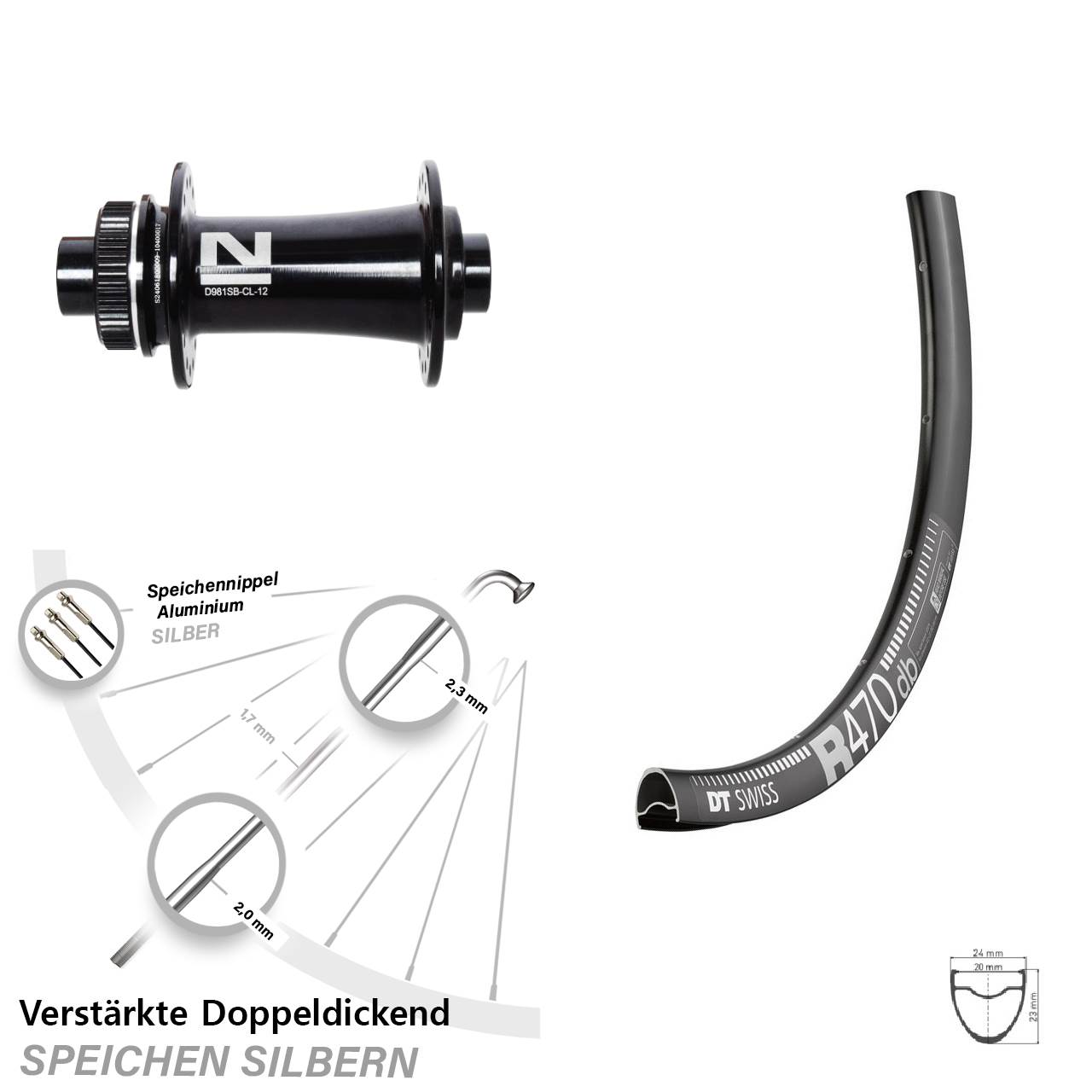 Disc Vorderrad 12x100 28 Zoll DT Swiss R470 Novatec D981